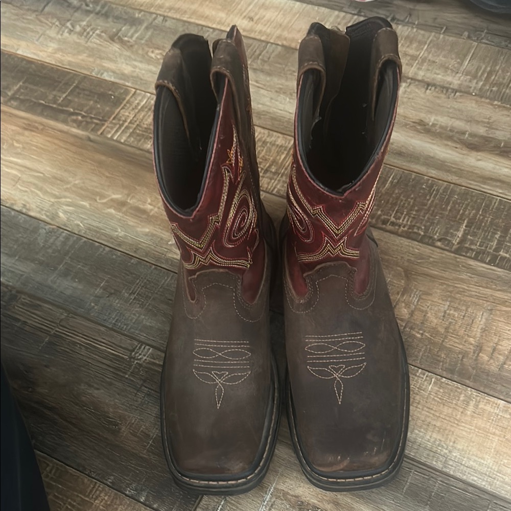 Kid Western Boots - Brown and Red
